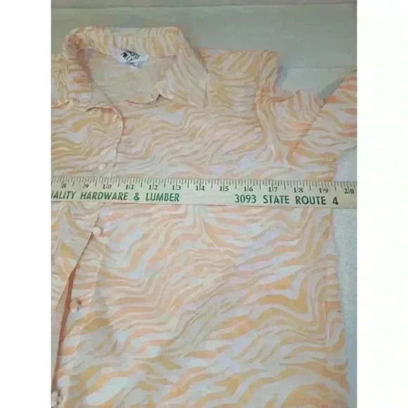 Princess Polly Womens Top Size 2 Sheer Orange Zebra Print Button Retro - Picture 8 of 14